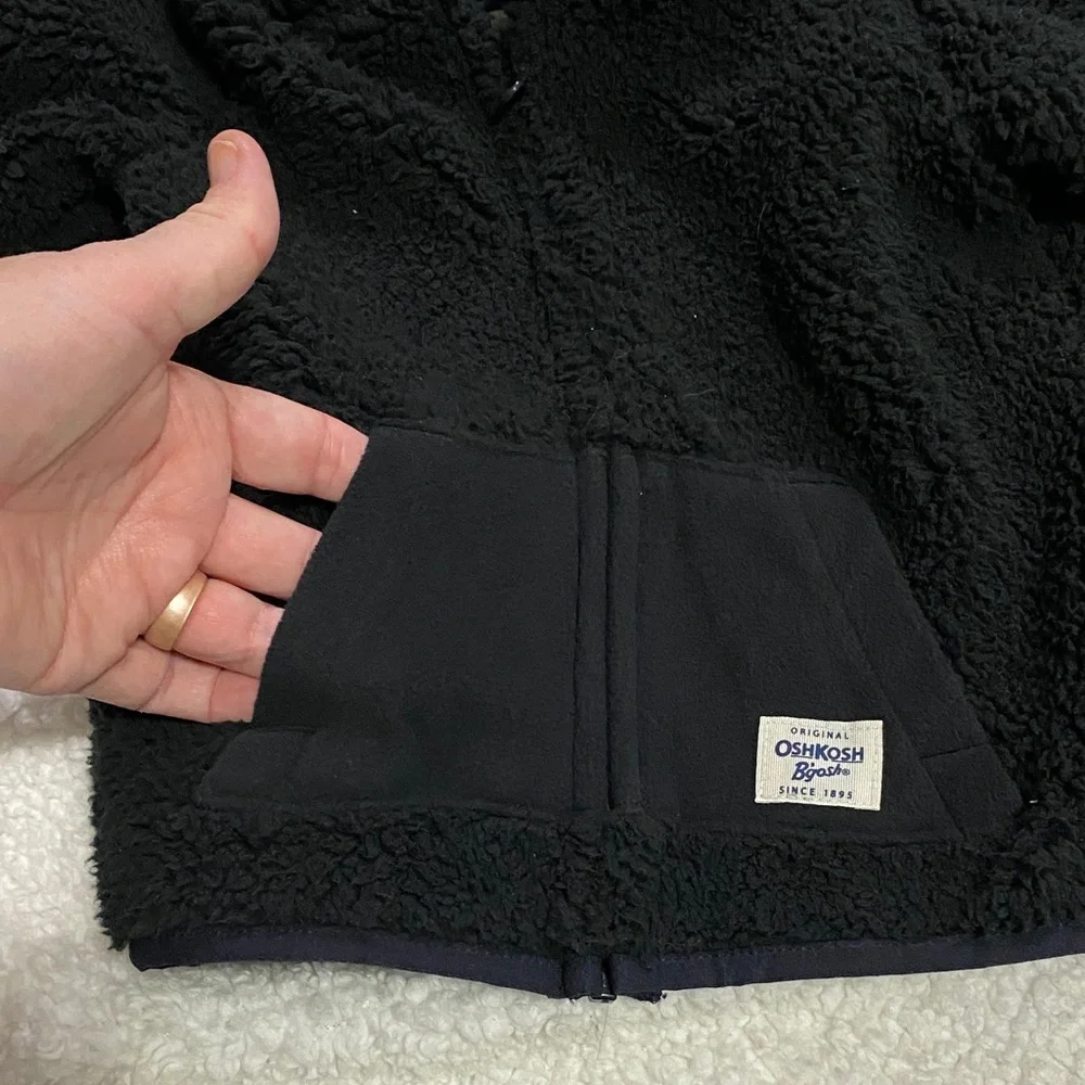 OshKosh B'gosh baby boys size 24mo Black Fleece jacket coat w/ hood  NWT